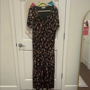 Natural Life XL Floral Velveteen Maxi Dress